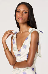 Inixyf Fen Floral Tie-Strap Ruffle Midi Dress