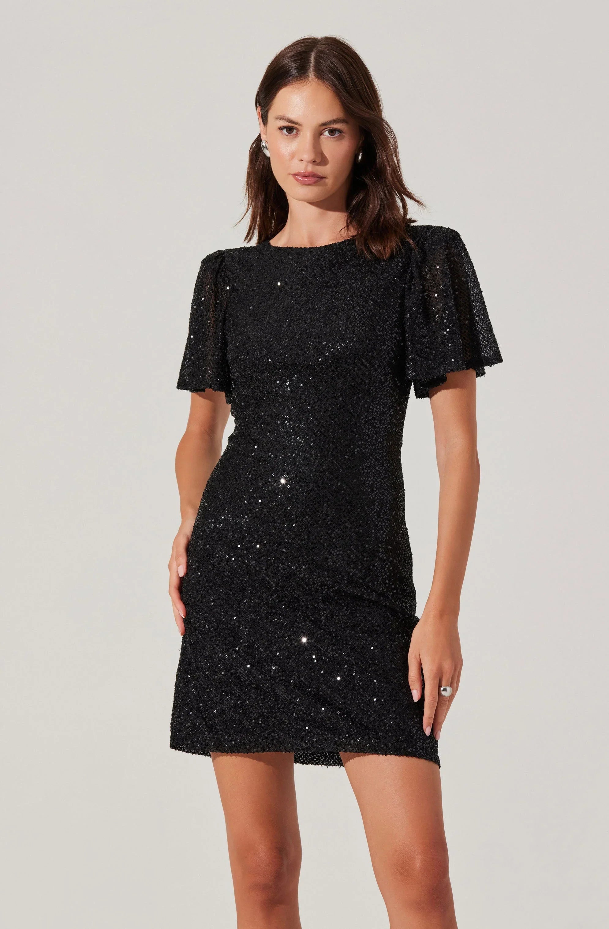 Lbruh Sequin Flutter Sleeve Mini Dress
