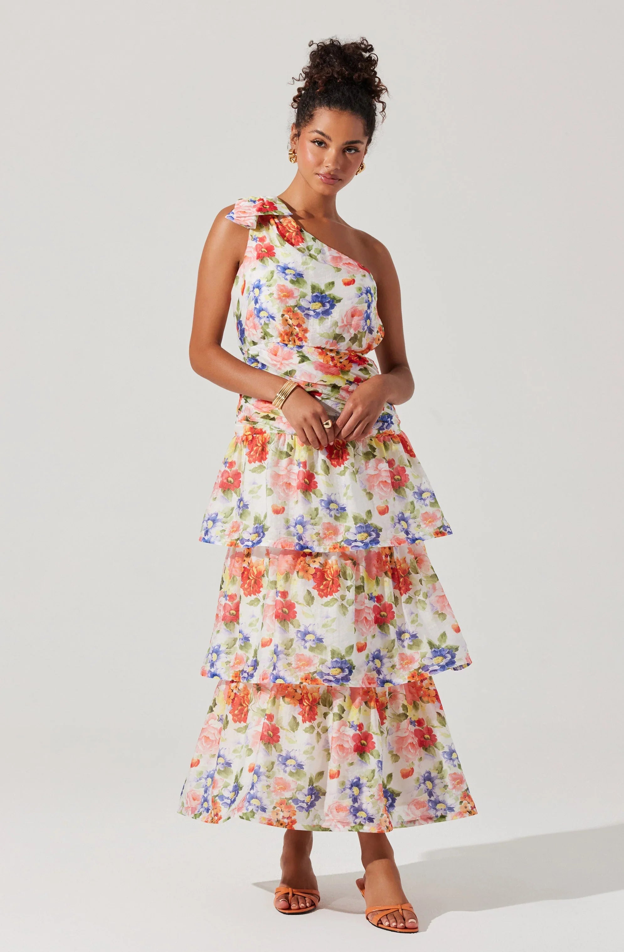 Lbruh Natali One Shoulder Floral Maxi Dress