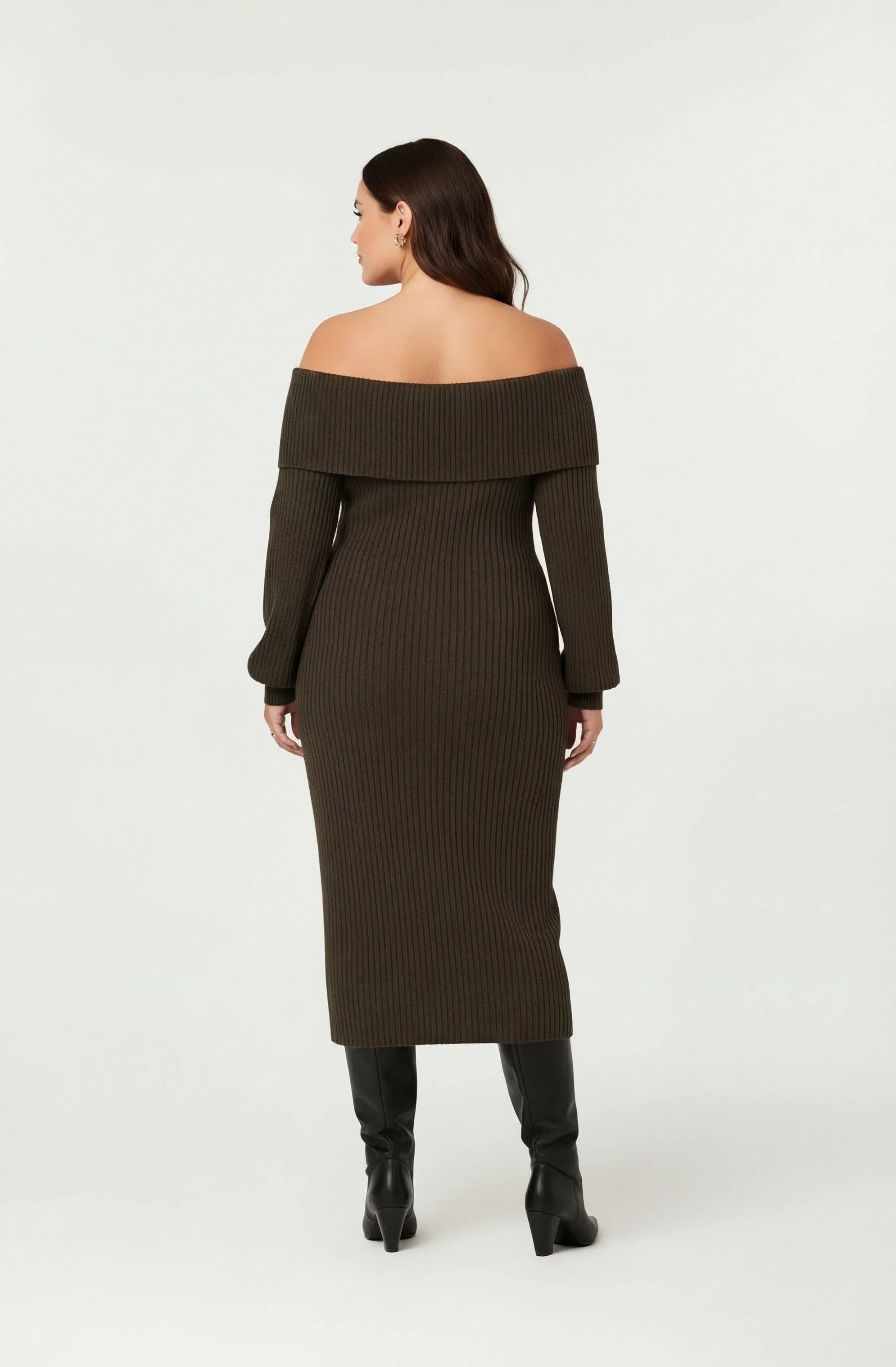 Lbruh Tilde Off Shoulder Midi Sweater Dress