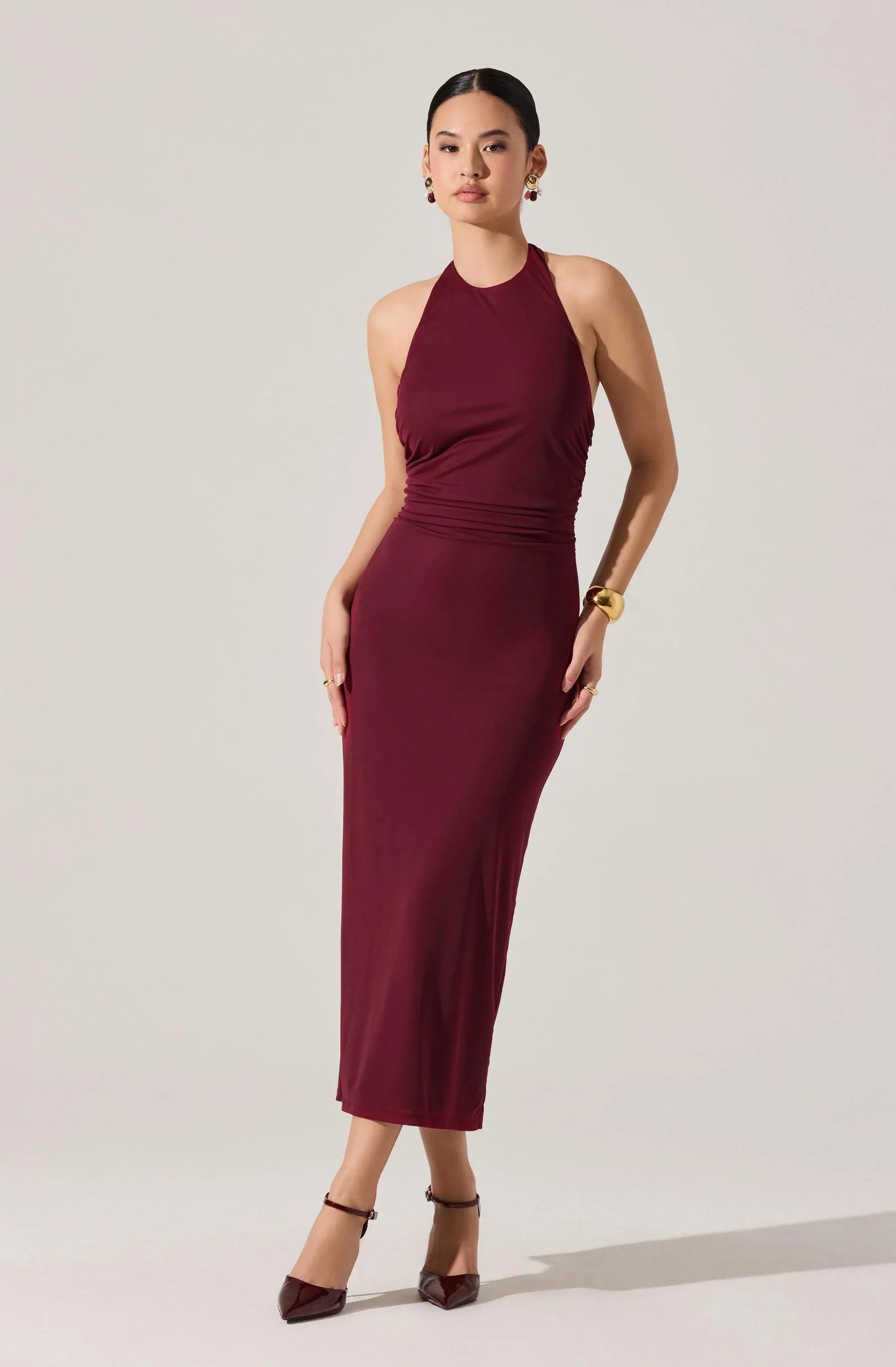 Lbruh Zaira Ruched Halter Midi Dress