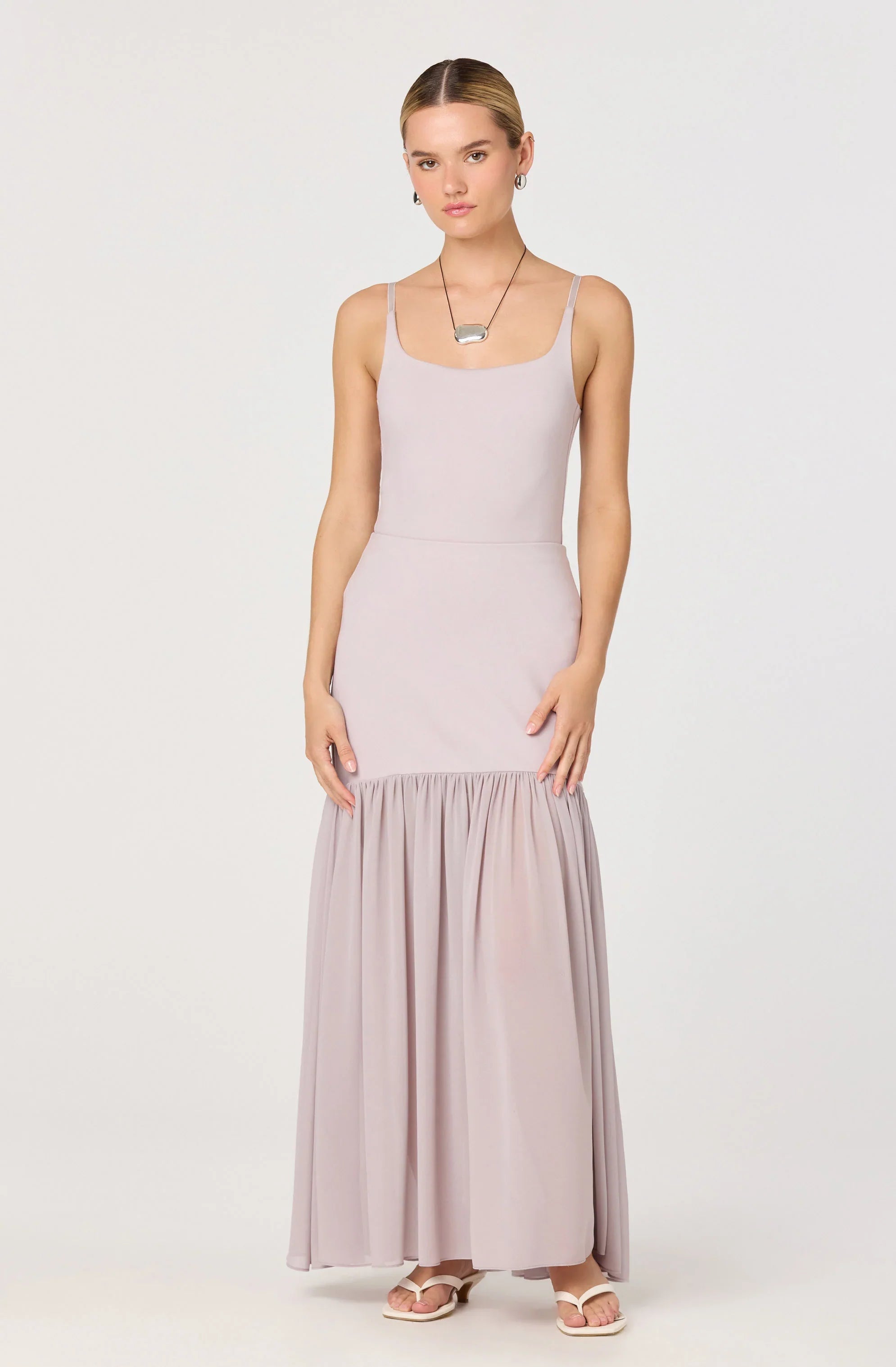 Inixyf Aloyse Contrast Drop-Waist Maxi Skirt