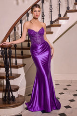 Vivica Gown - Beaded Corset Satin Gown