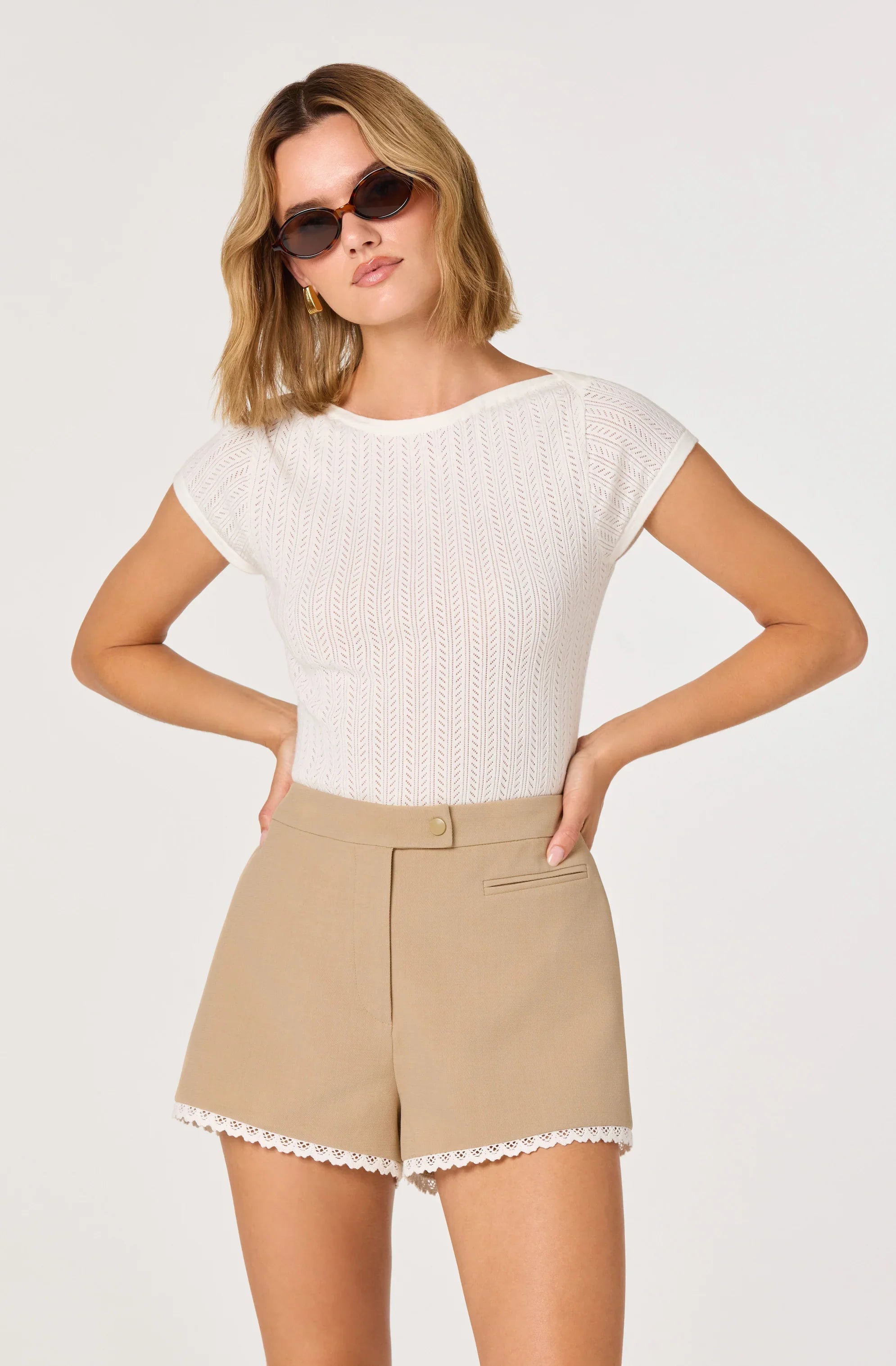 Inixyf River Open-Knit Eyelet Tee