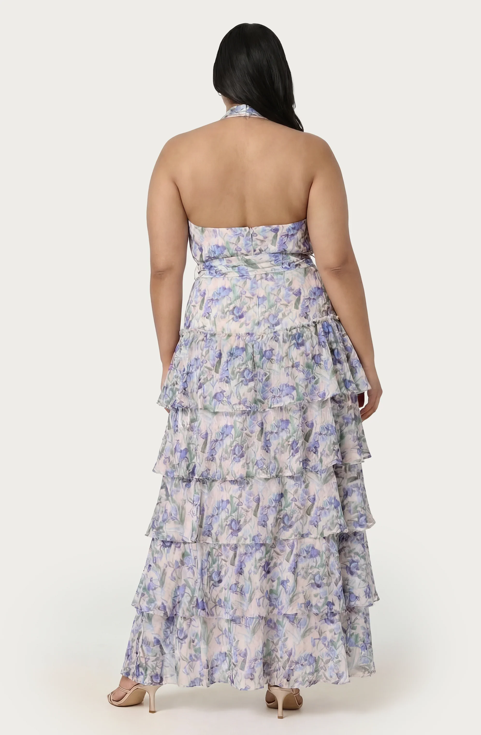 Lbruh Adamaris Floral Halter Tiered Ruffle Maxi Dress