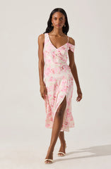 Lbruh Asymmetric Shoulder Strap Midi Dress
