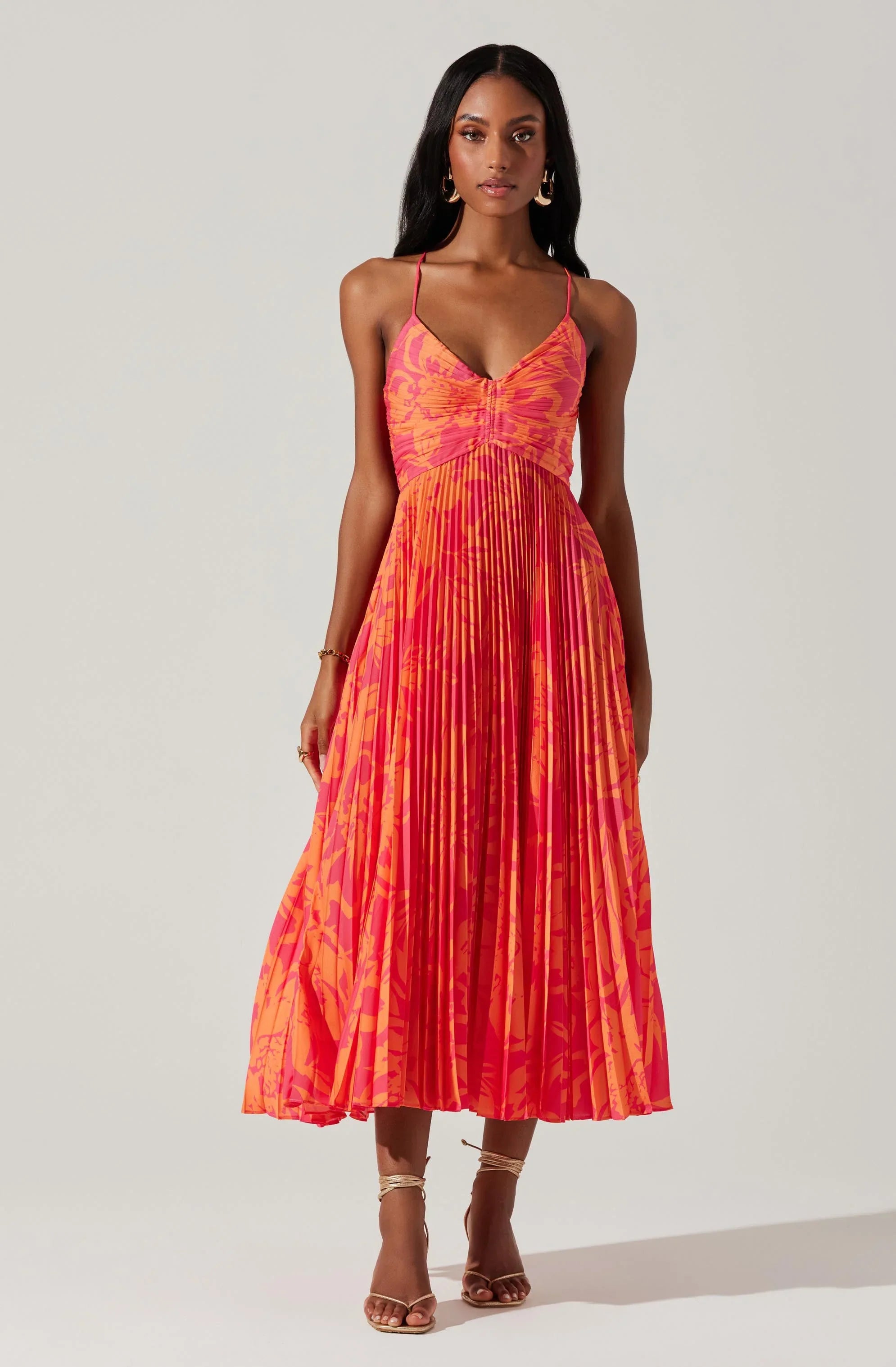 Inixyf Blythe Floral Plisse Midi Dress