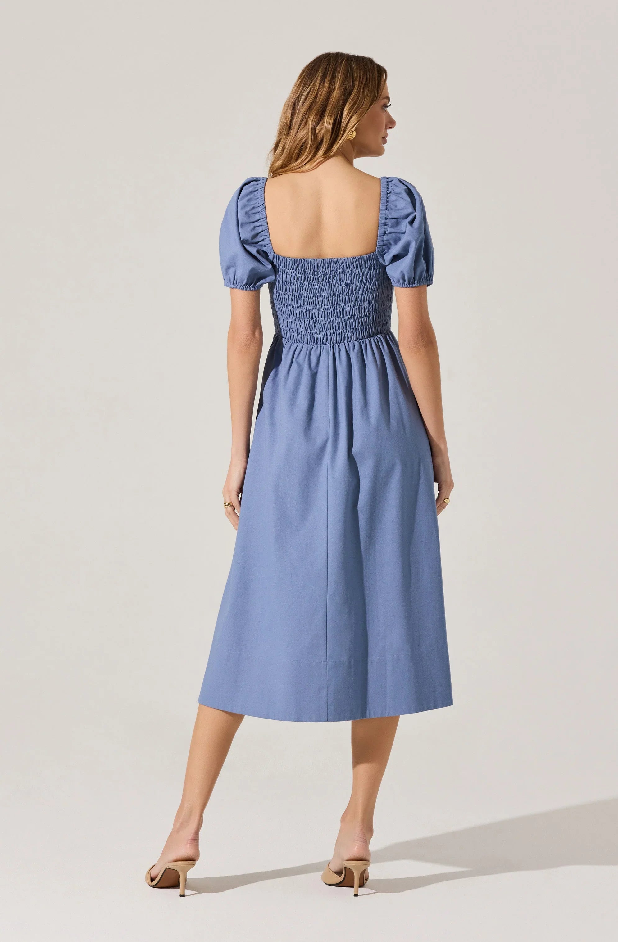 Lbruh Smocked Bow Midi Dress