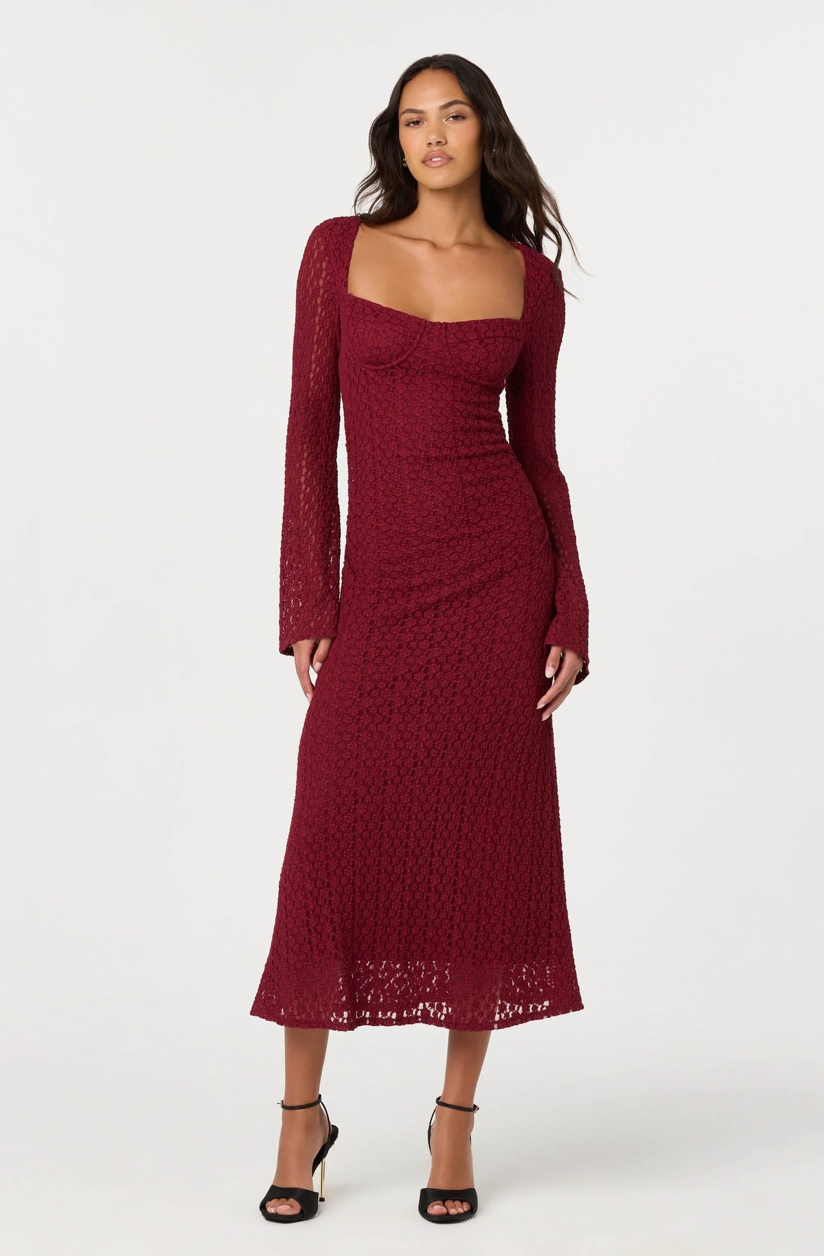 Lbruh Tamia Floral Lace Bustier Midi Dress