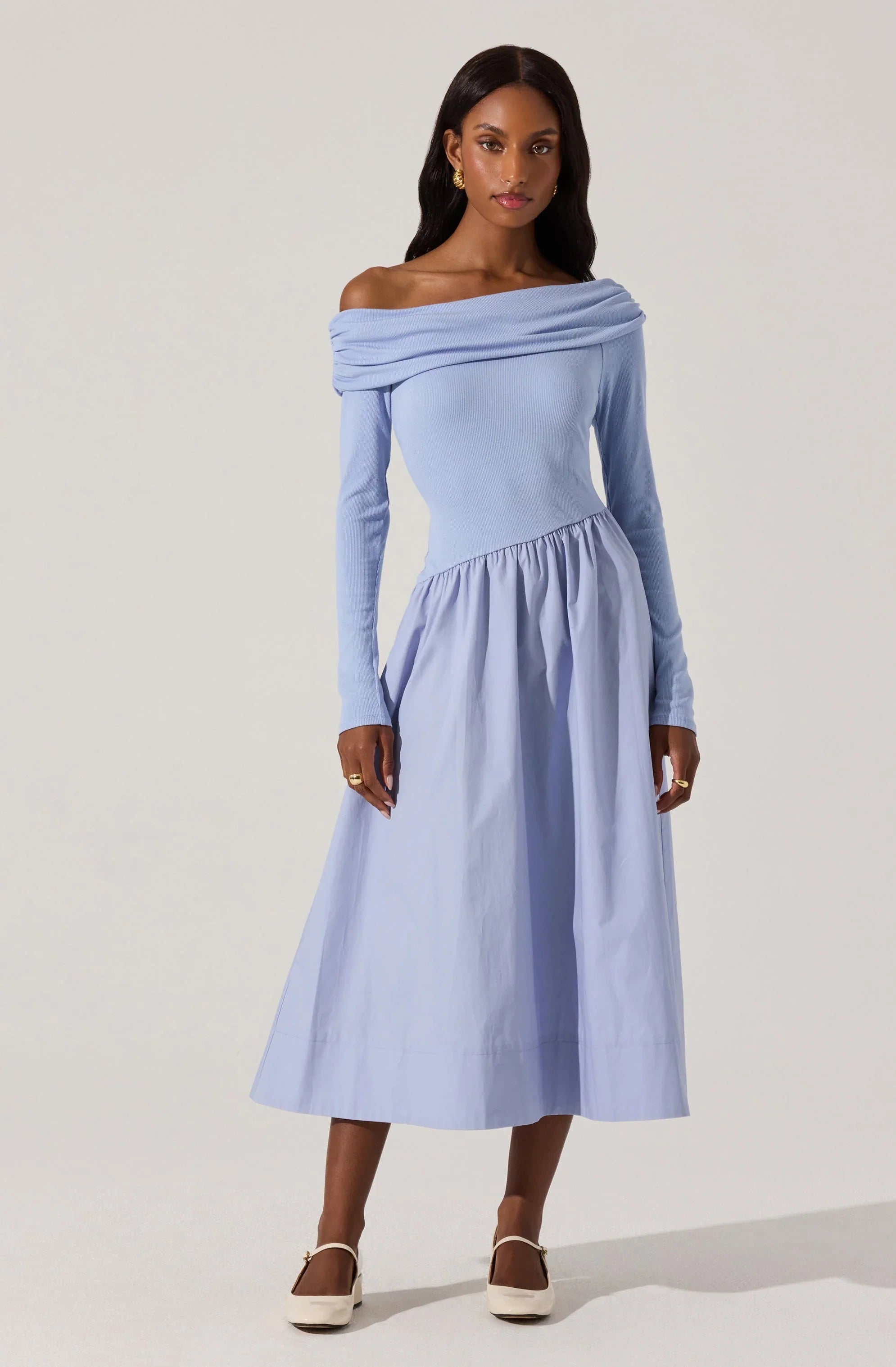 Lbruh Mixed Media Off Shoulder Dress