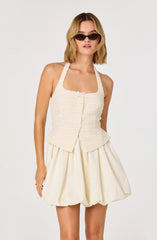 Inixyf Giavanna Mixed Media Halter Mini Dress