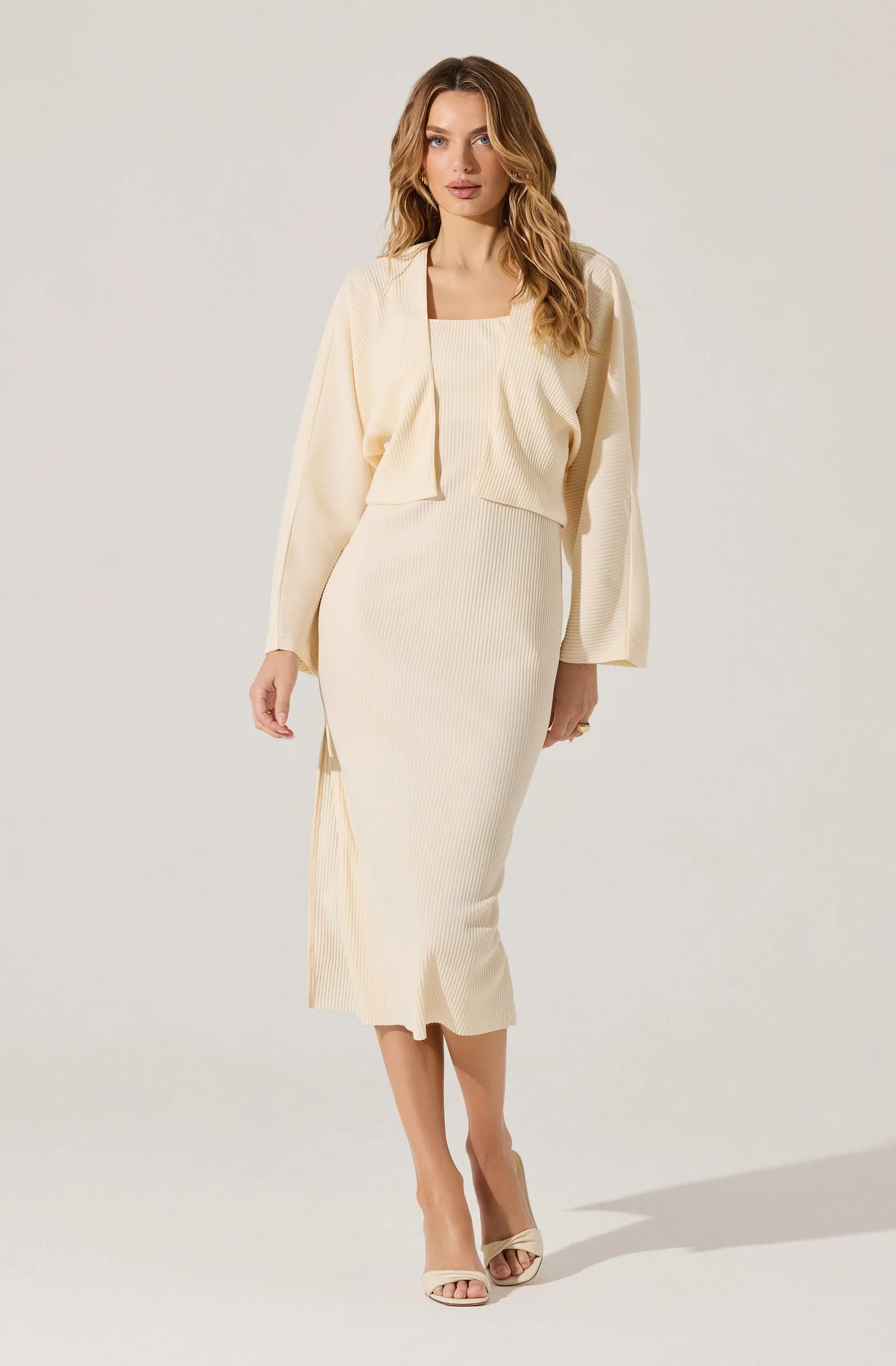 Lbruh Ribbed Midi Dress & Shrug Set