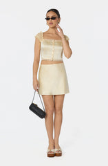 Inixyf Elliana Lace Sleeve Satin Top