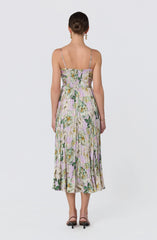 Inixyf Maeve Pleated Satin Midi Dress