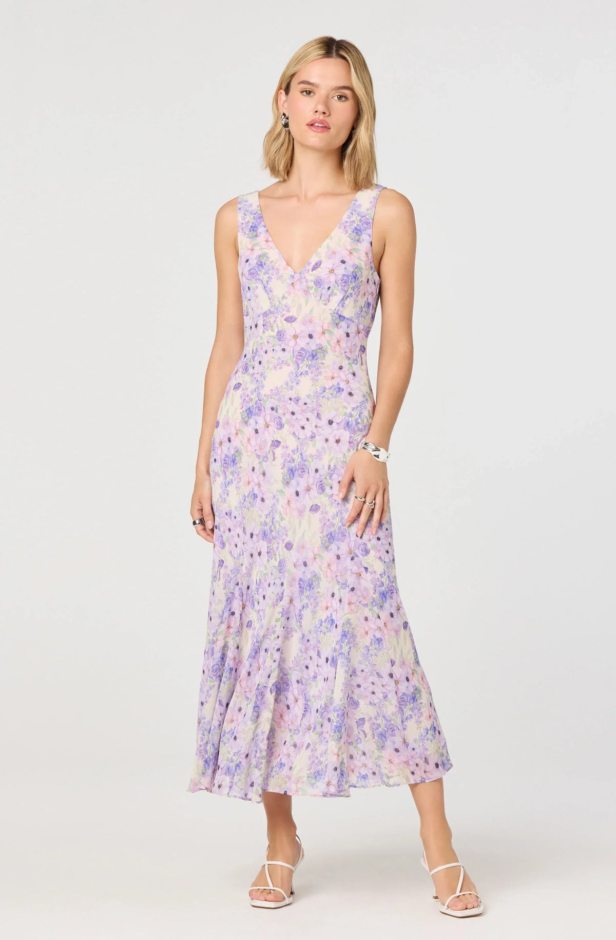 Lbruh Symone Floral Godet Midi Dress
