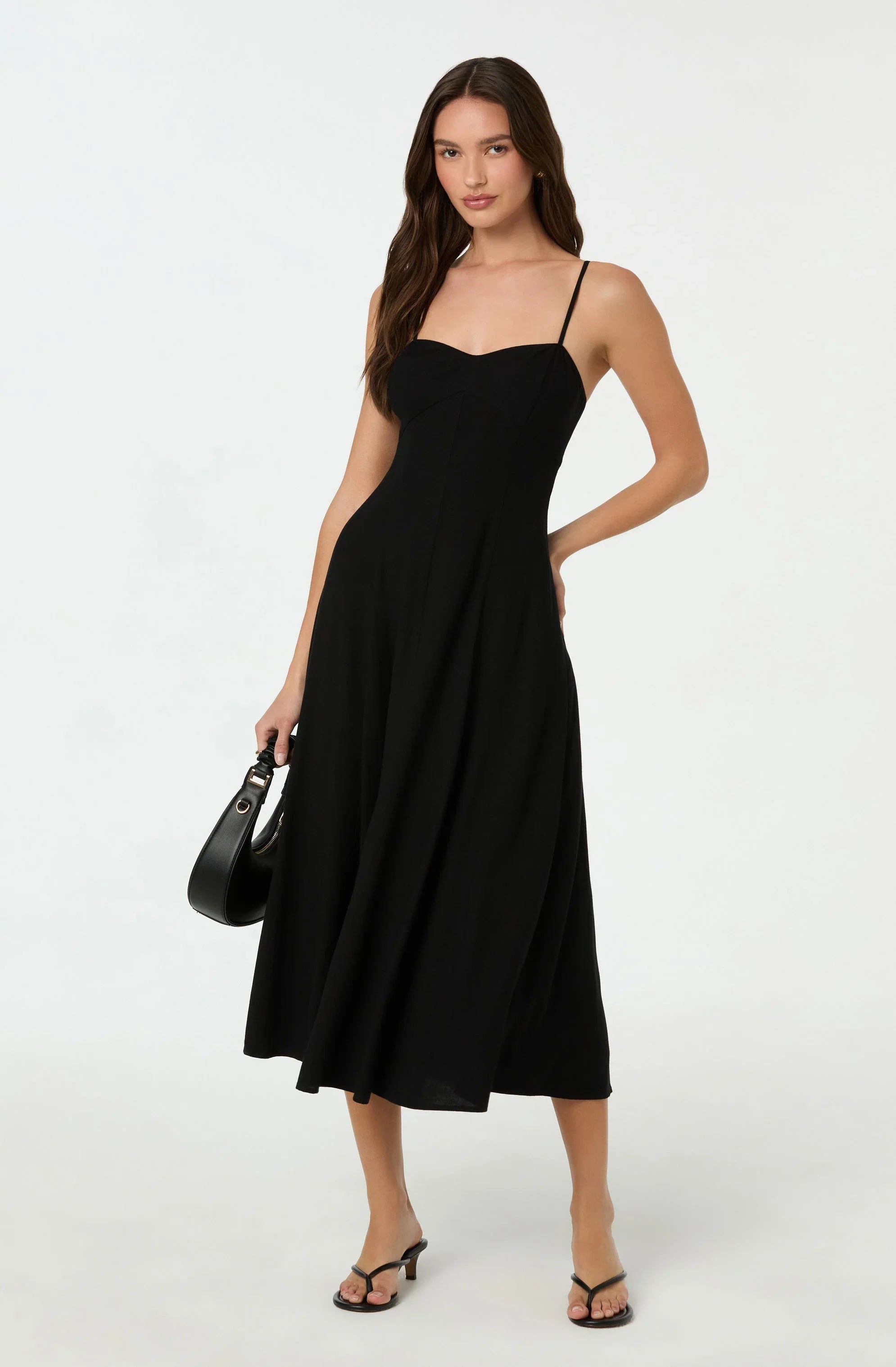 Lbruh Linen-Blend A-Line Midi Dress