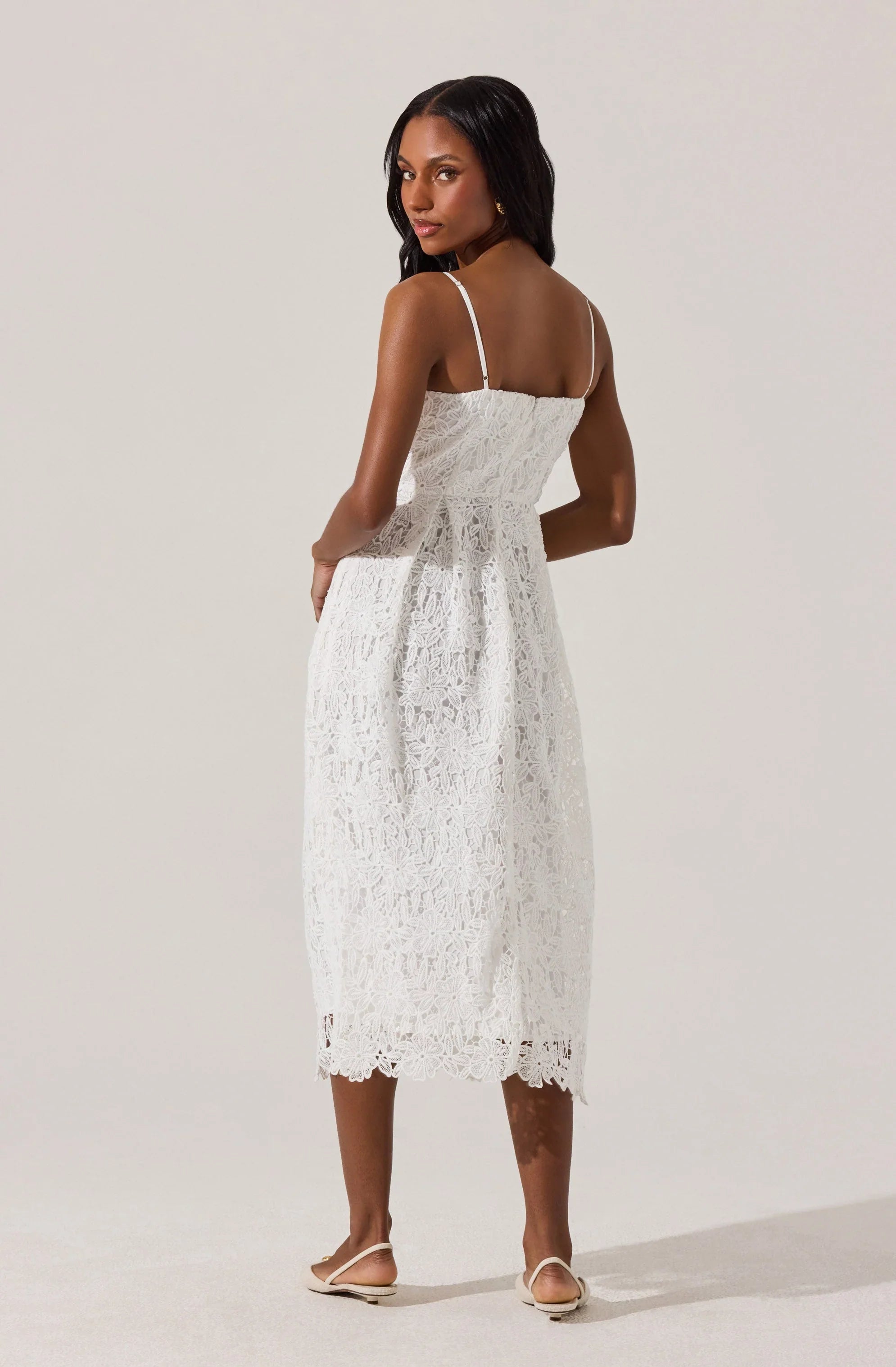 Lbruh Floral Lace Midi Dress