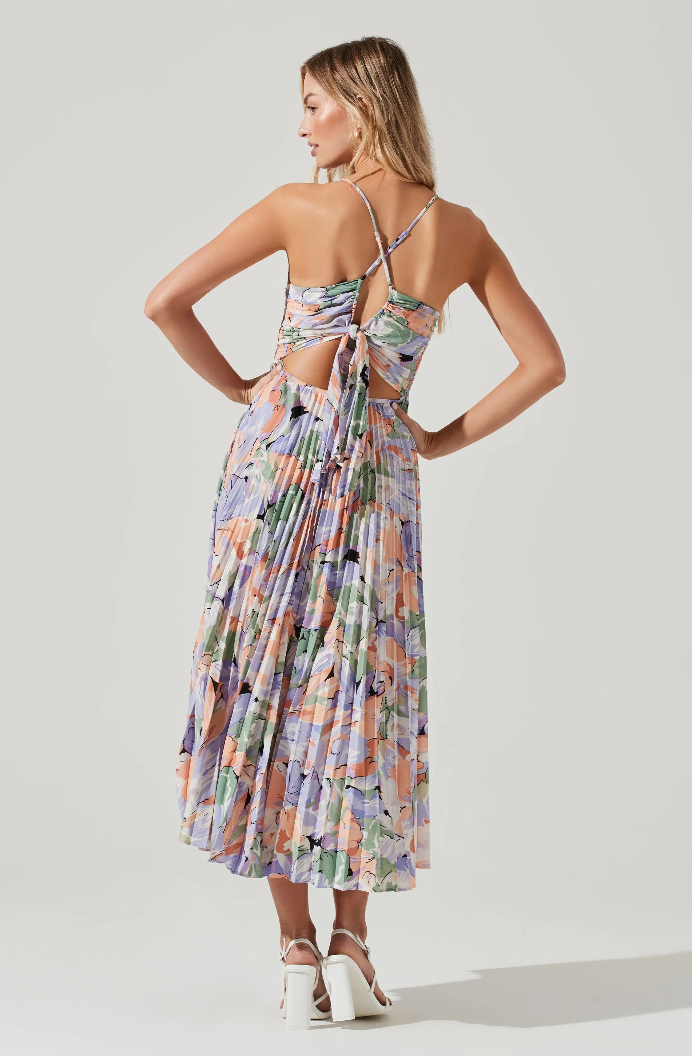 Inixyf Blythe Floral Plisse Midi Dress
