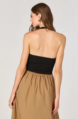 Lbruh Mixed Media Halter Midi Dress