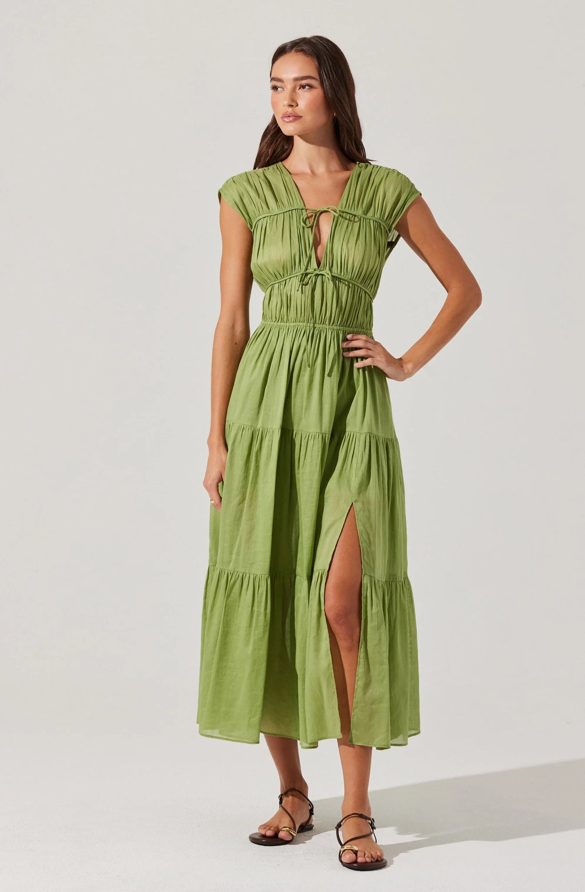Lbruh Alexandria Shirred Tiered Midi Dress