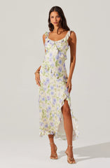 Lbruh Rosalina Satin Floral Midi Dress