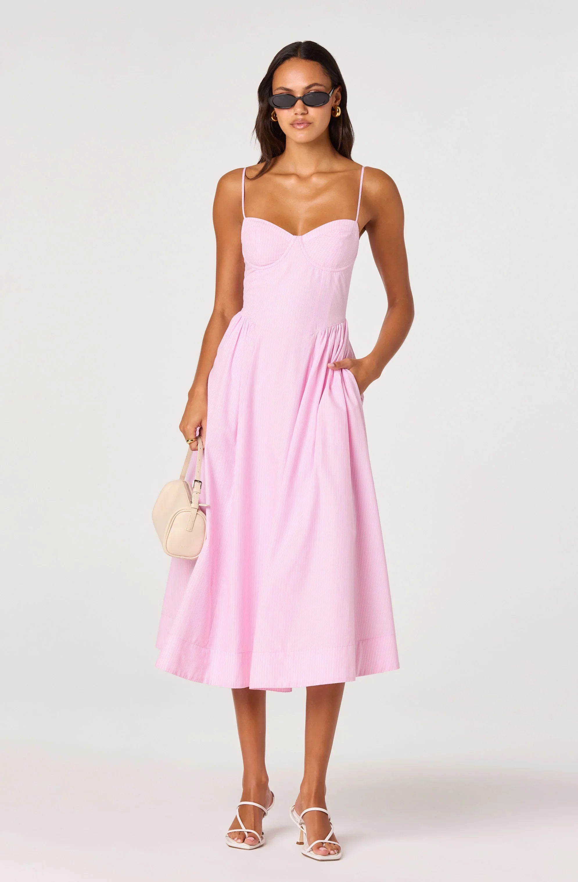Inixyf Bellamy Striped Sweetheart A-Line Midi Dress