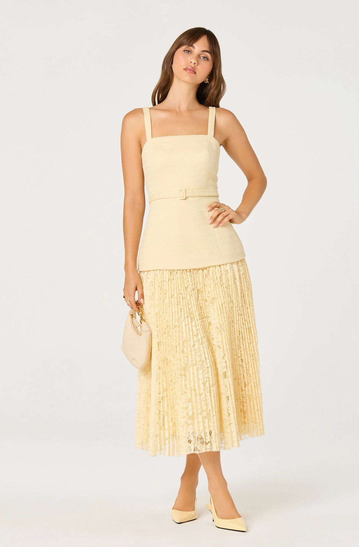 Inixyf Caitlin Mixed Media Tweed Maxi Dress