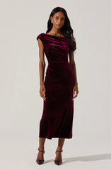 Lbruh Velvet Off Shoulder Midi Dress