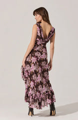 Lbruh Cecilia Floral Cowl Neck Maxi Dress