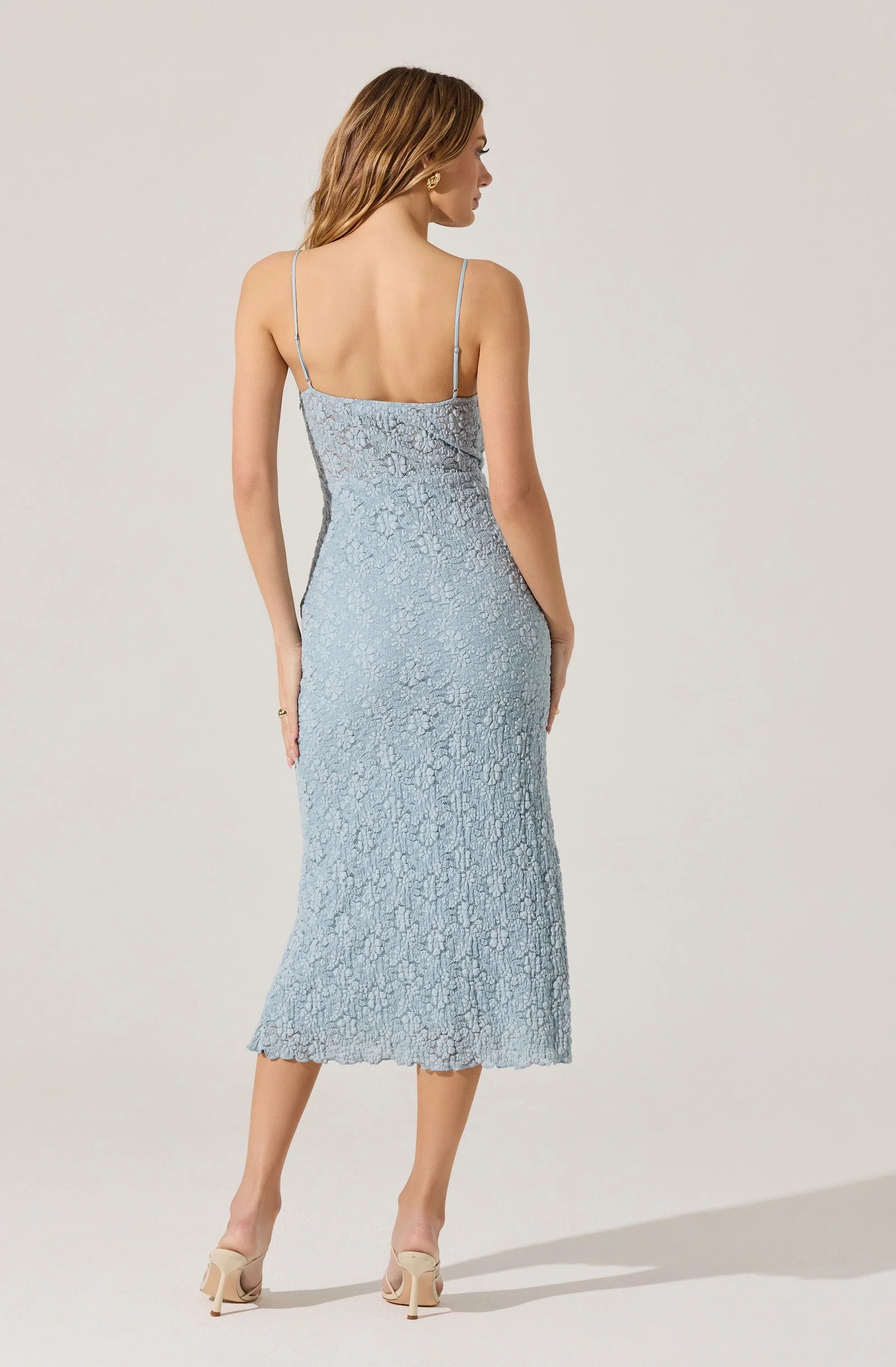 Lbruh Floral Lace Knit Midi Dress