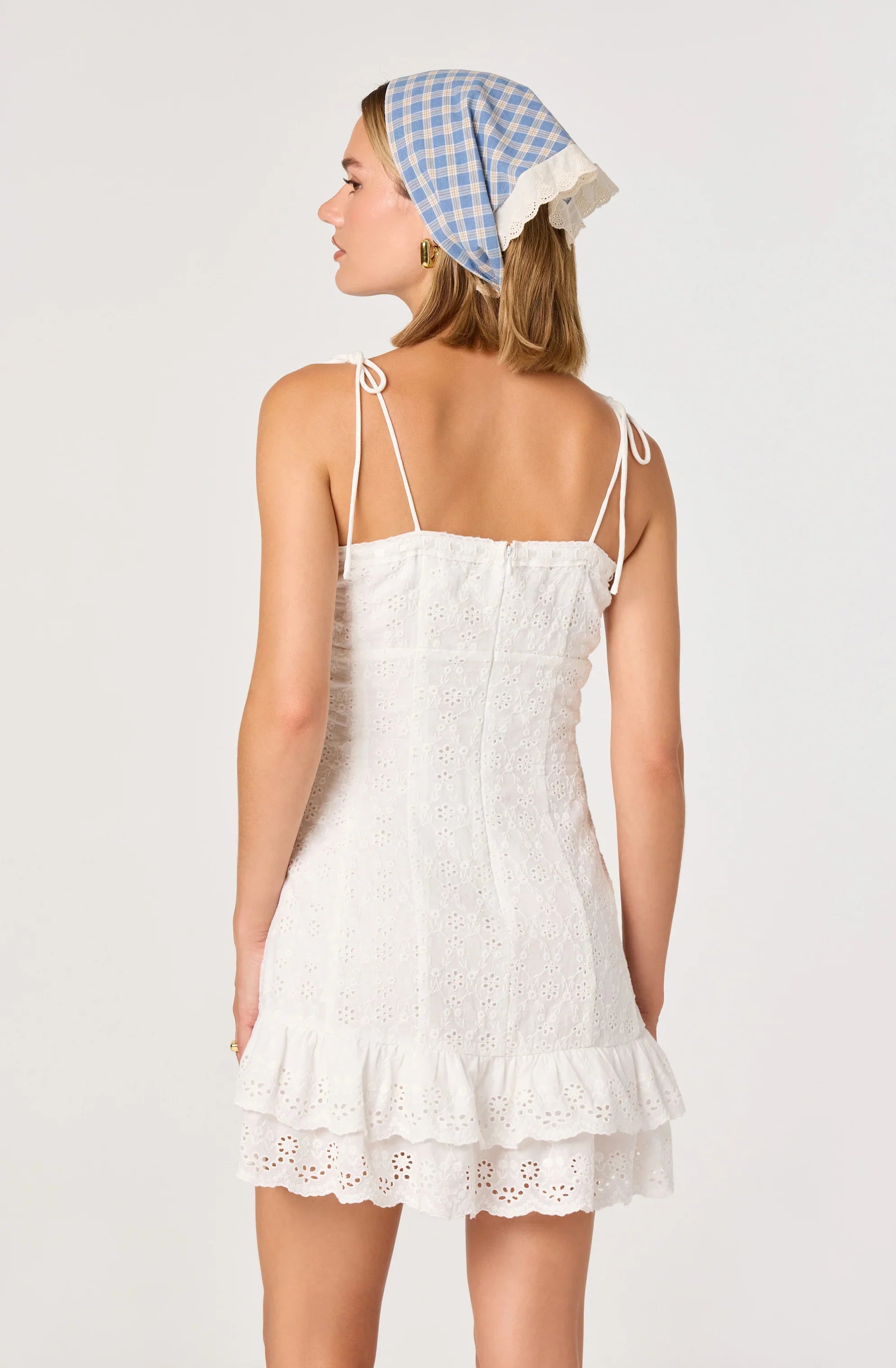 Inixyf Kelley Eyelet Tie-Strap Mini Dress