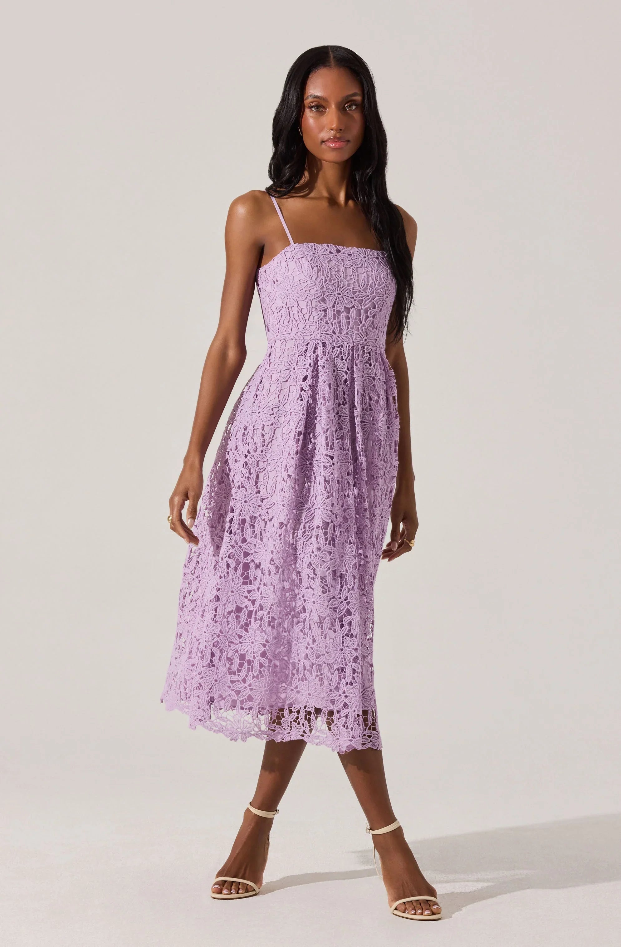Lbruh Floral Lace Midi Dress
