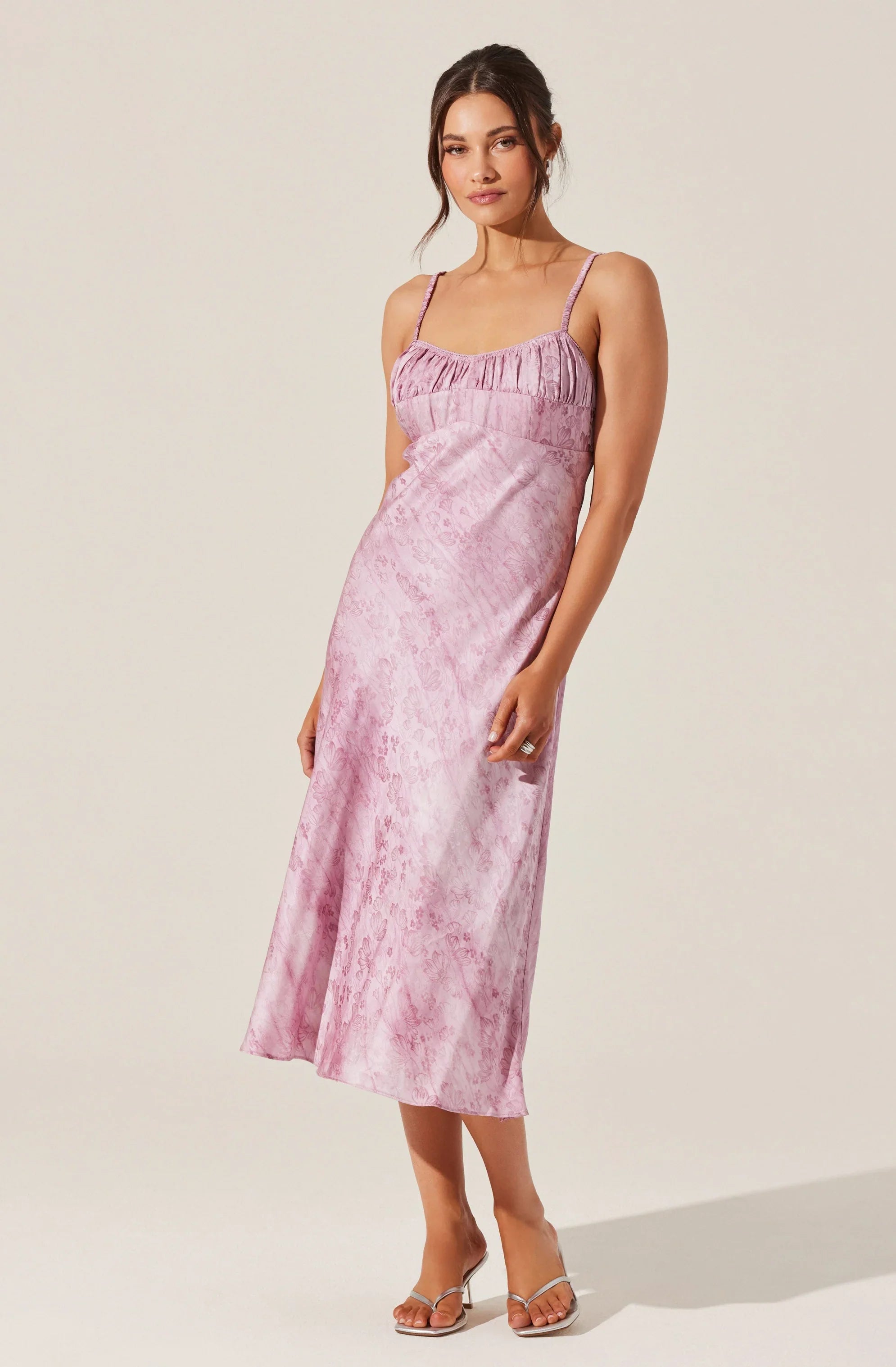 Lbruh Kaiya Floral Jacquard Satin Midi Dress