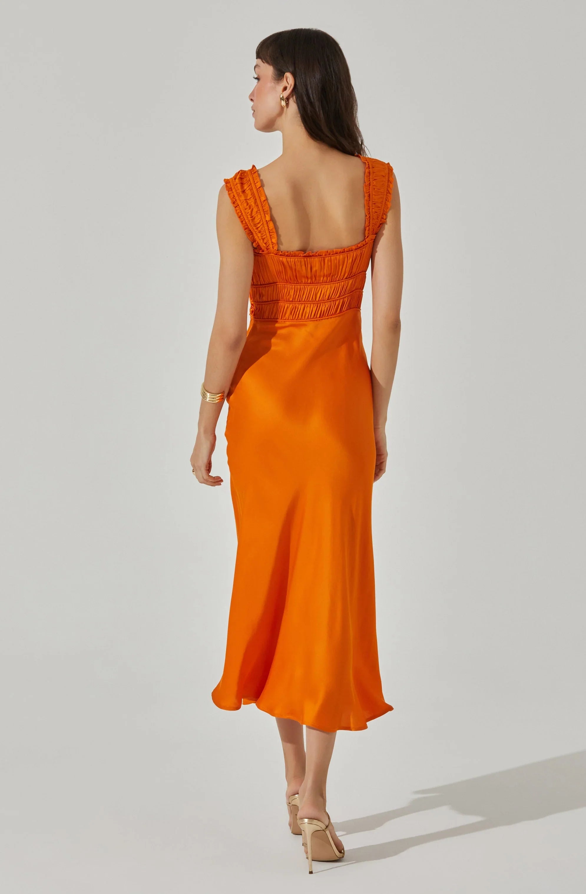 Lbruh Enola Satin Smocked Midi Dress