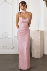 Jules Gown - Shimmering Lace Dress With Chiffon Scarf