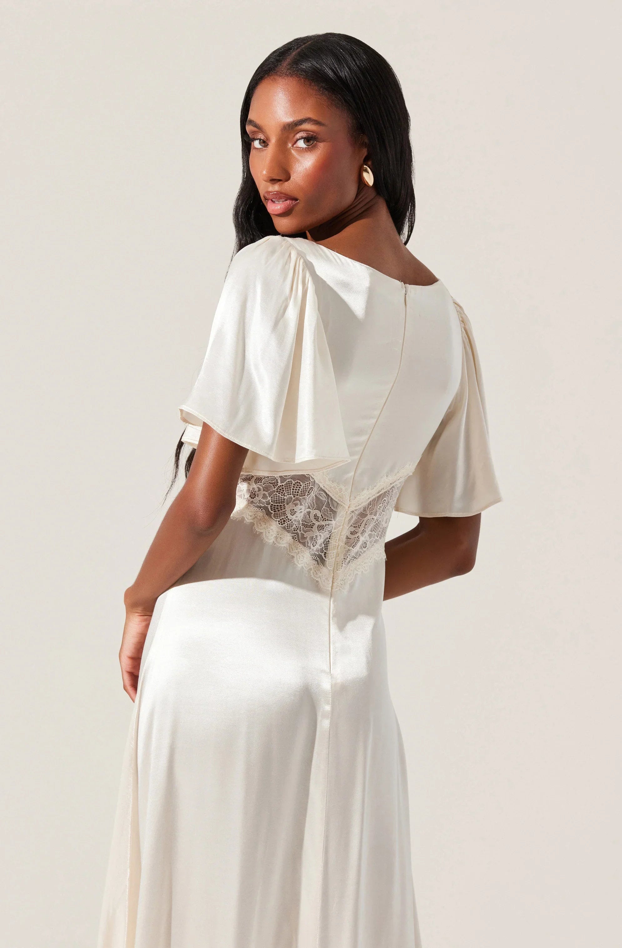 Lbruh Aurelia Satin V-Neck Midi Dress