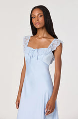 Inixyf Makiya Lace Strap Empire Waist Midi Dress