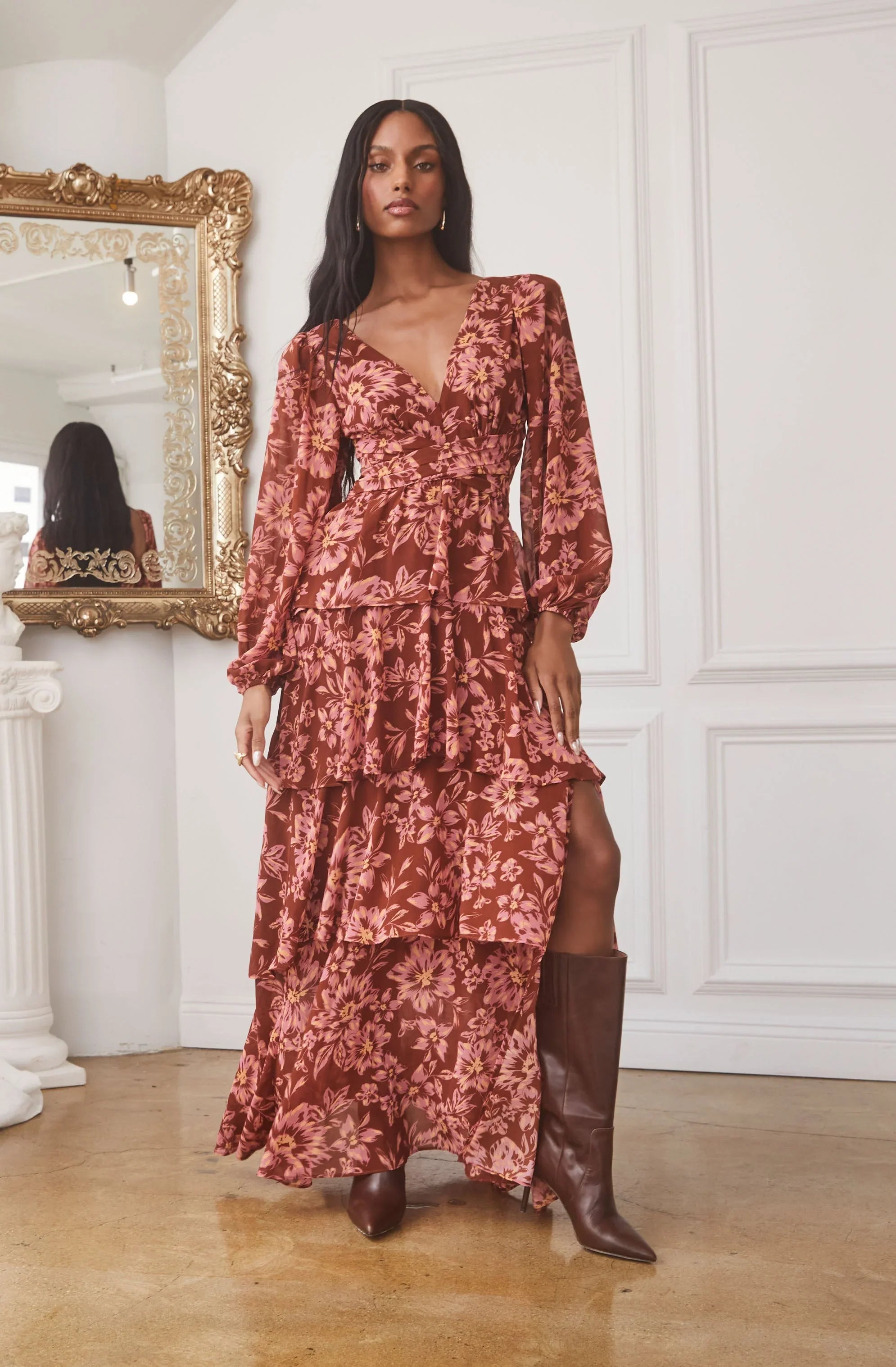 Lbruh Anora Floral Tiered Maxi Dress