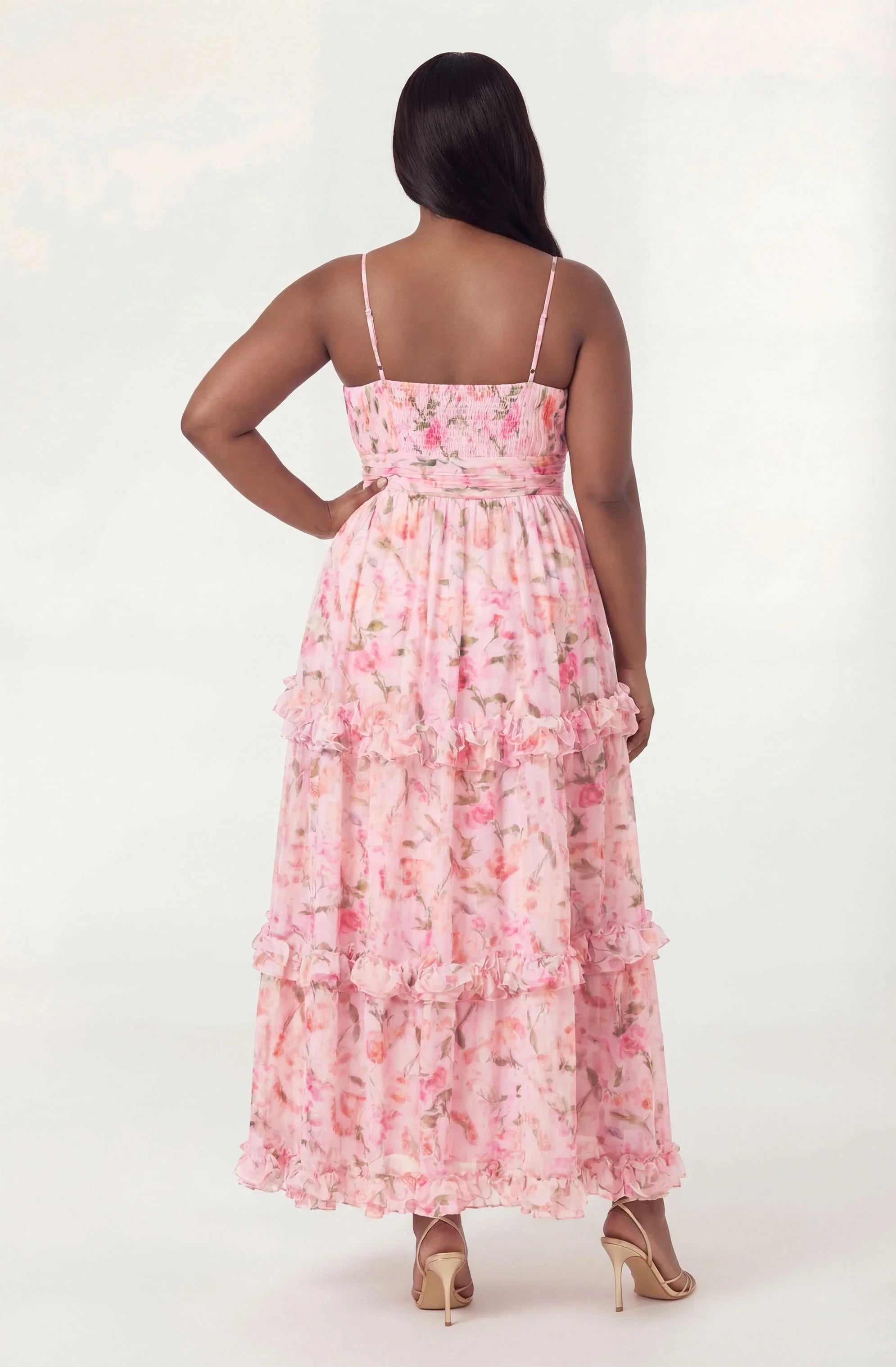 Inixyf Ayanna Floral Pleated Tiered Maxi Dress
