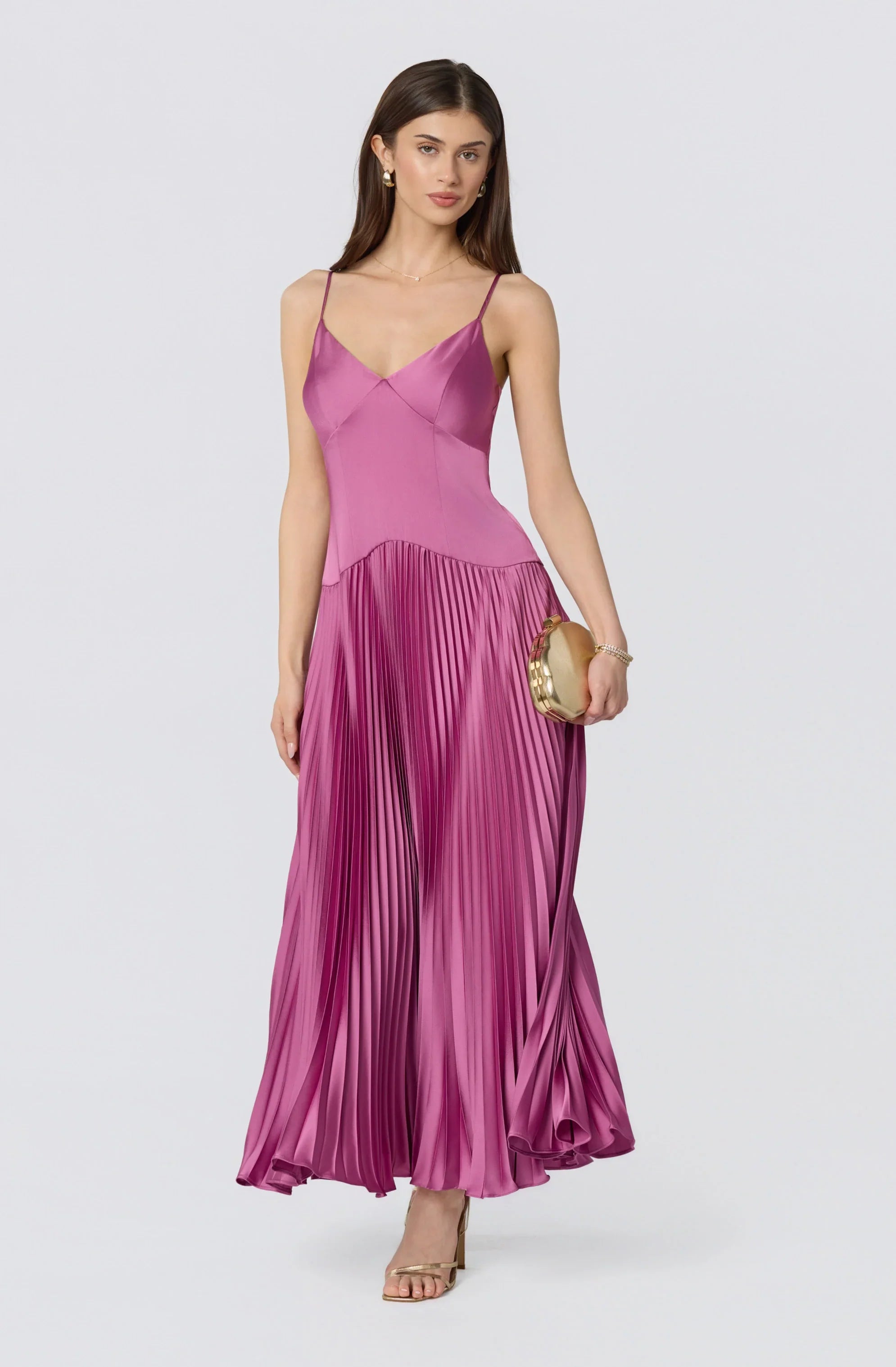 Inixyf Pleated Drop Waist Maxi Dress