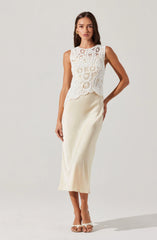 Lbruh Martina Crochet-Layered Satin Dress