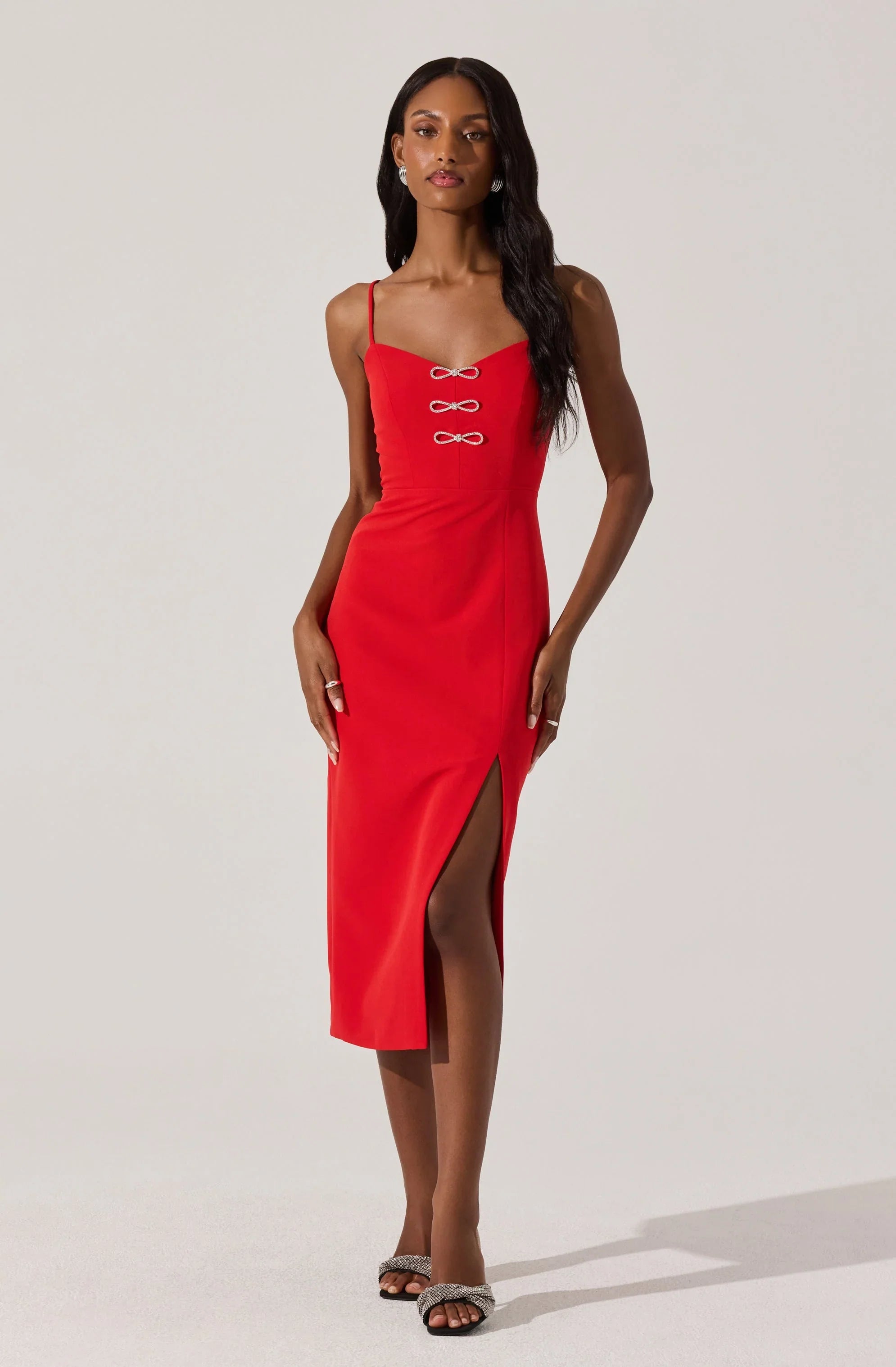Lbruh Embellished Bow Detail Midi Dress