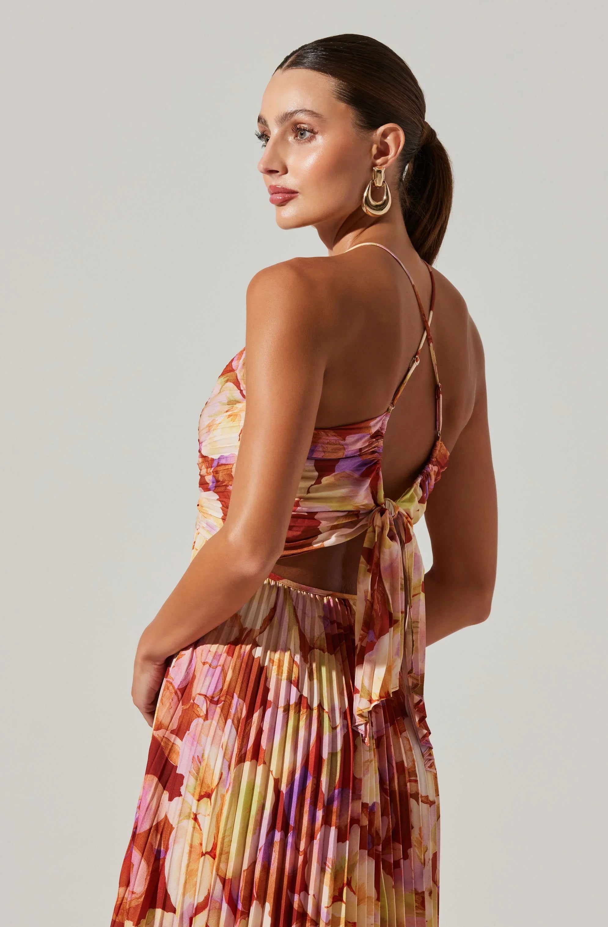 Inixyf Blythe Floral Plisse Midi Dress