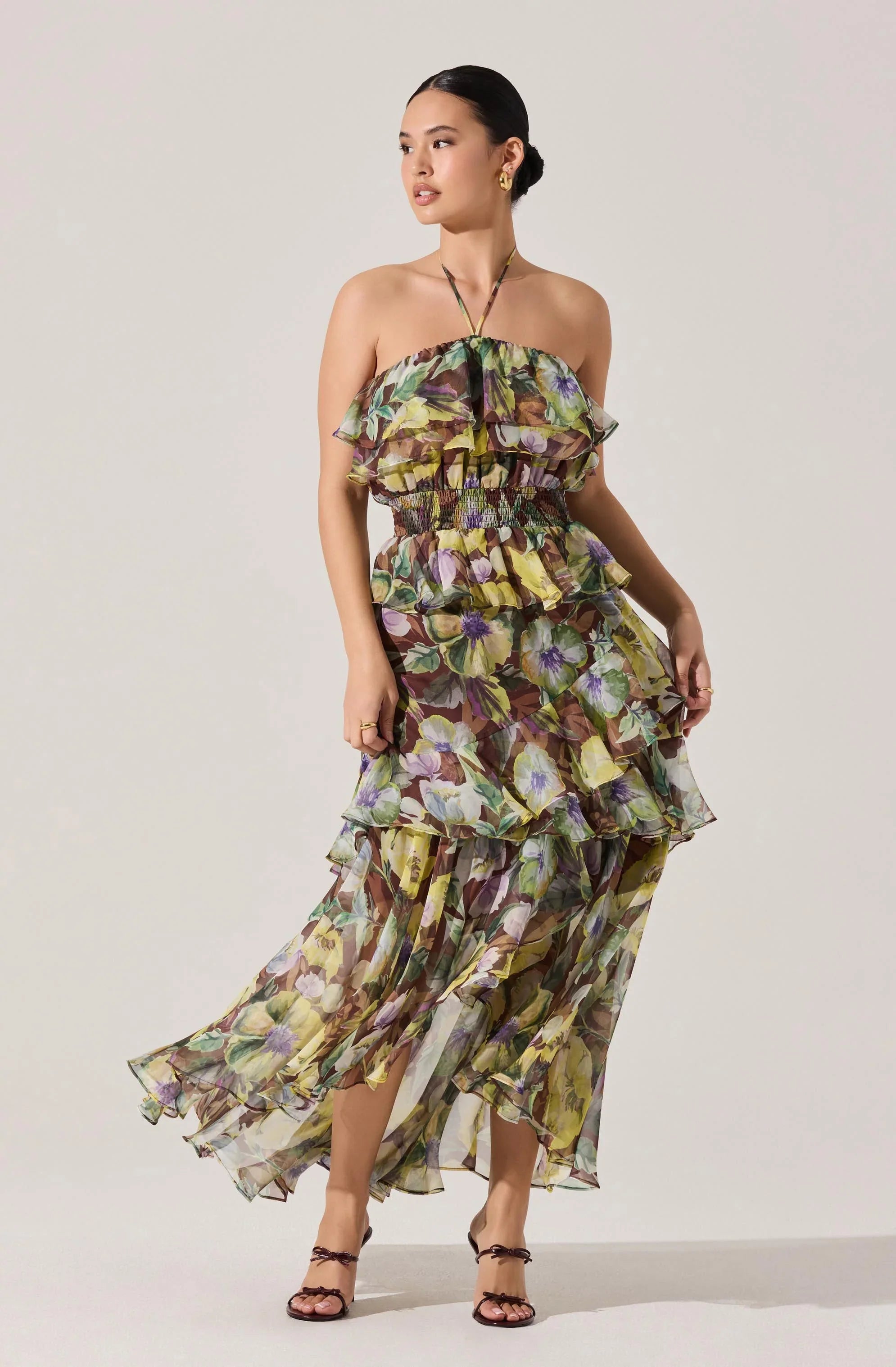 Lbruh Elena Floral Halter Maxi Dress