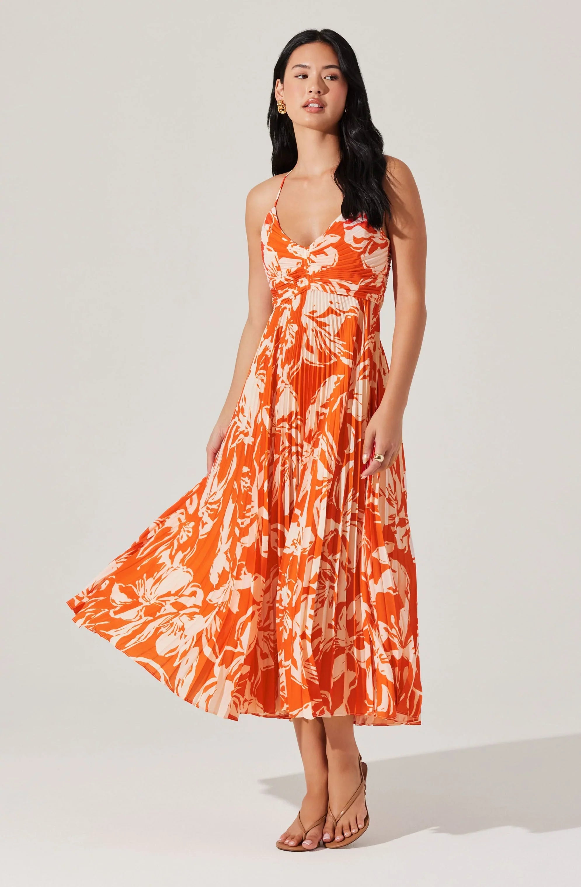 Inixyf Blythe Floral Plisse Midi Dress