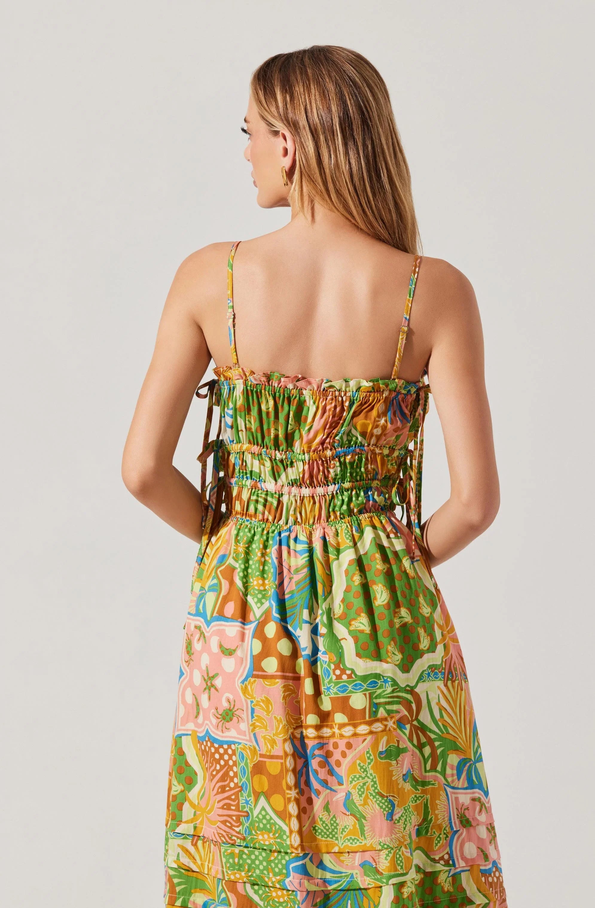Lbruh Elisabeth Printed Shirred Midi Dress