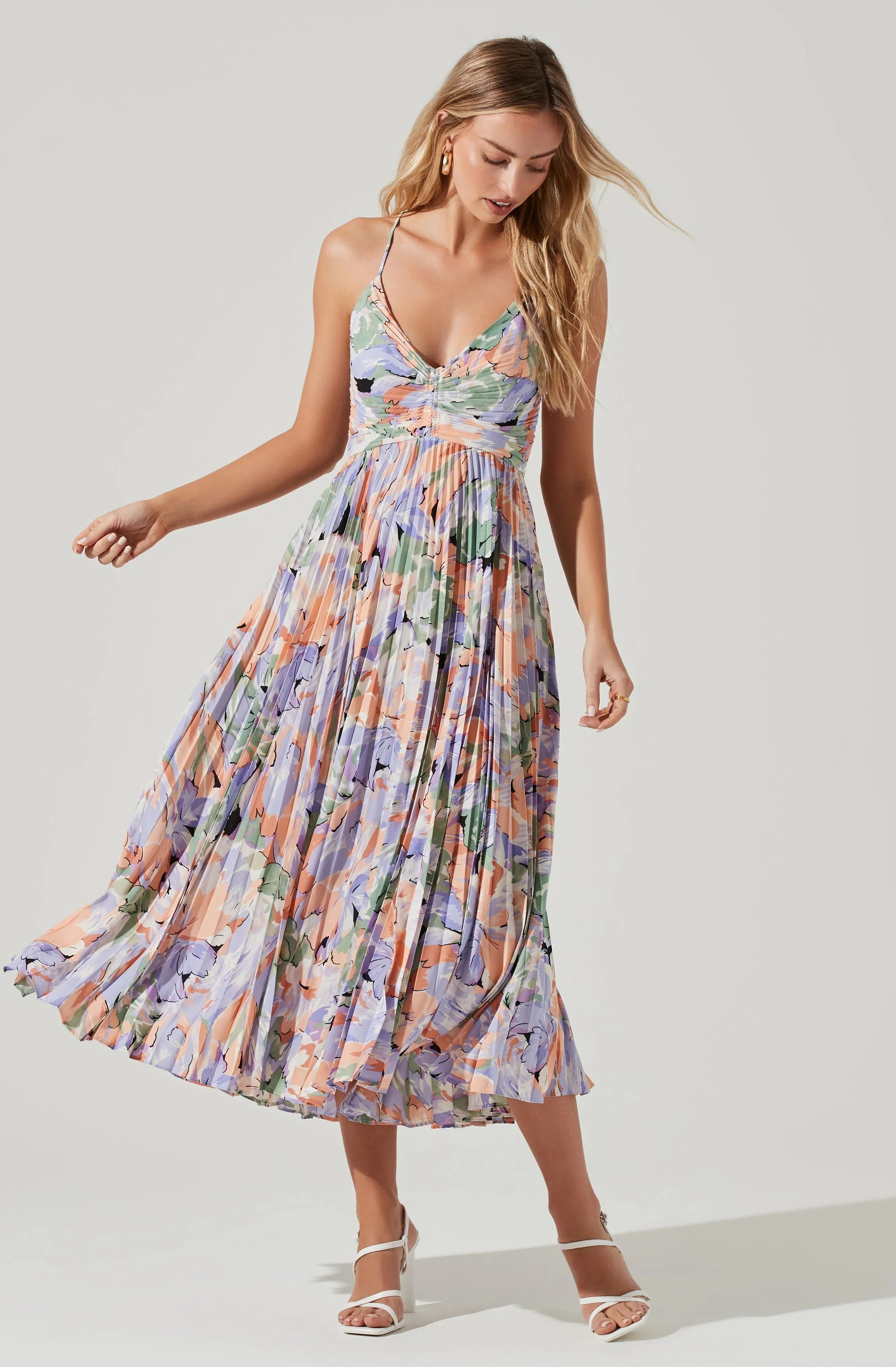 Inixyf Blythe Floral Plisse Midi Dress