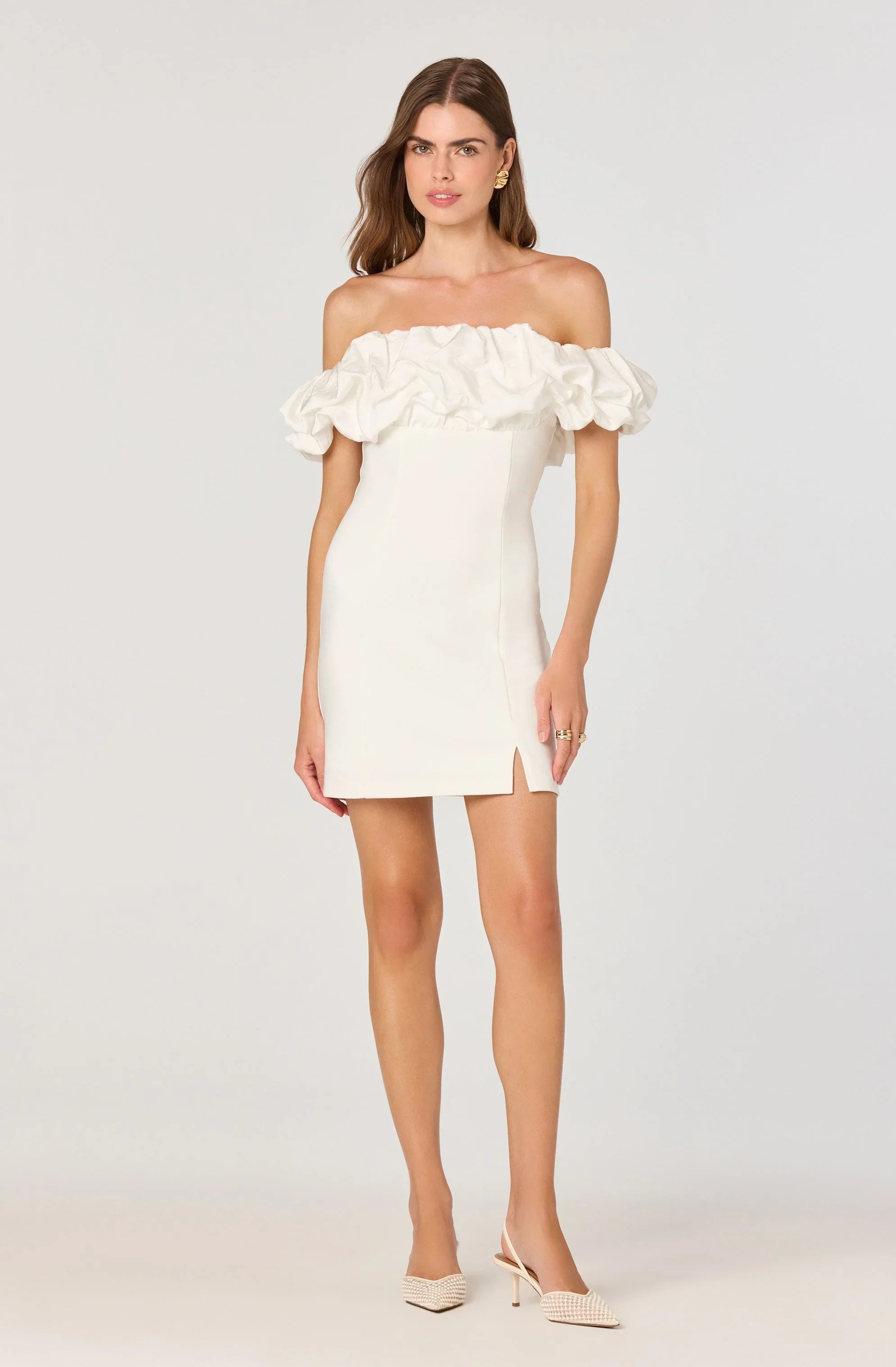 Lbruh Ruffle Strapless Off Shoulder Dress