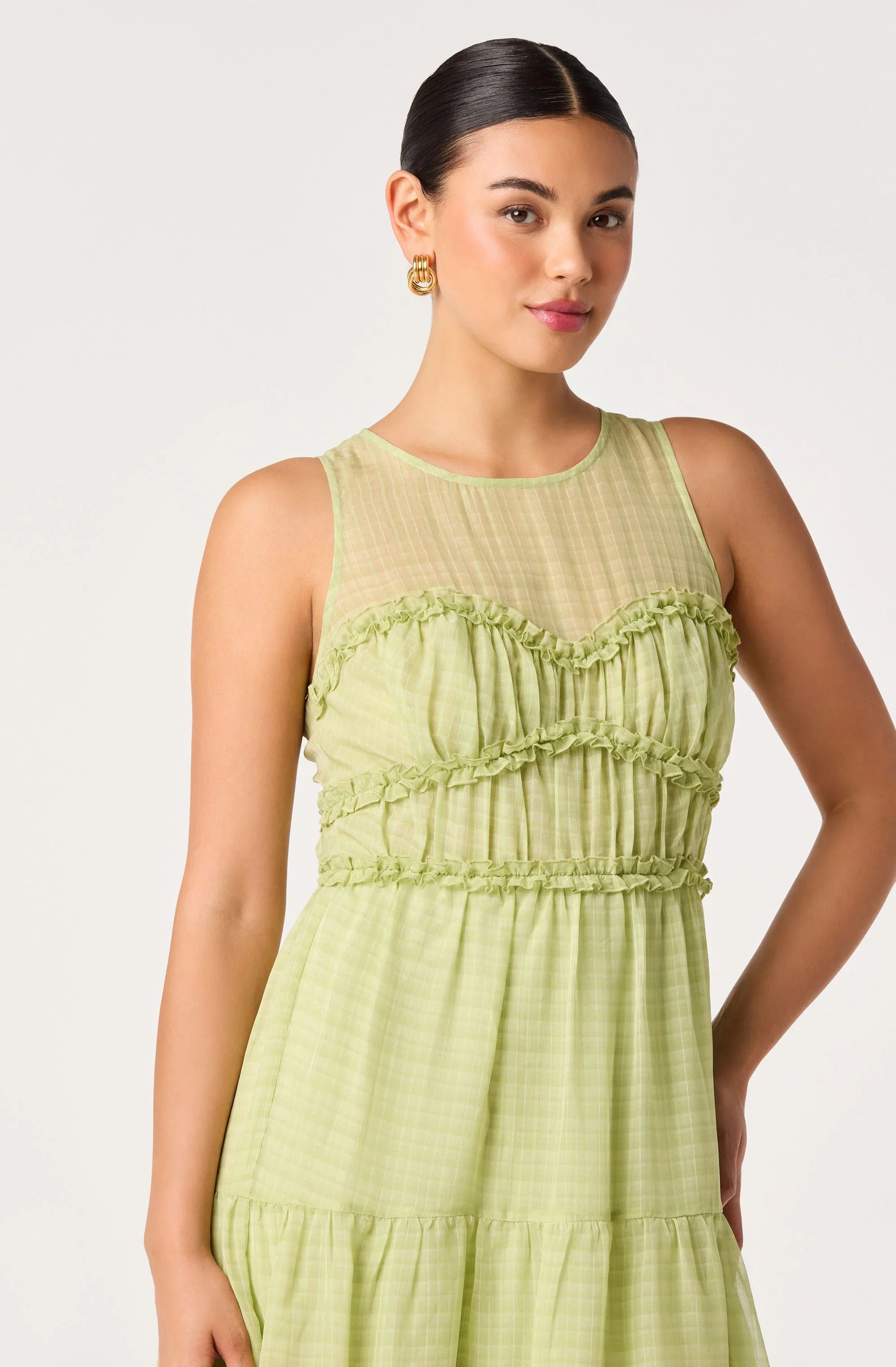 Inixyf Adrianne Tiered Organza Midi Dress