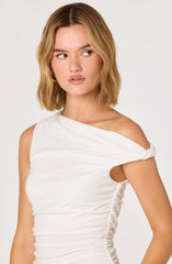 Inixyf Rachael Mixed Media Off-Shoulder Mini Dress